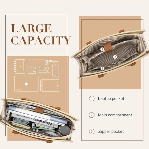 Laptop Tote Bag Laptop Bag 15.6 inch Work Shoulder Briefcase Computer Messenger - Picture 2 of 7